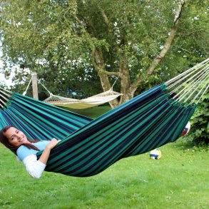 Stribet billig hngekje i mrk bl og grn