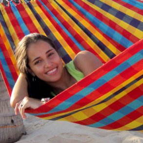 Lille hngekje - 1 person i farverigt ternet stof