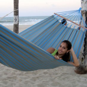 Stribet hngekje i Outdoor PRO Textil Stof 