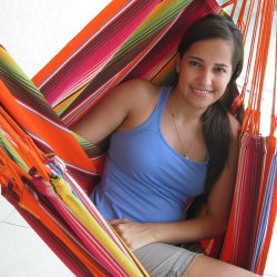 Hngekjestol til hjem og have i farverigt stof - Mexico Orange