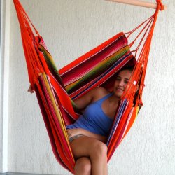 Hngekjestol til hjem og have i farverigt stof - Mexico Orange