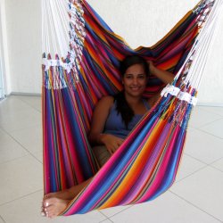 Indigo Hngekjestol i chic farverigt stof 