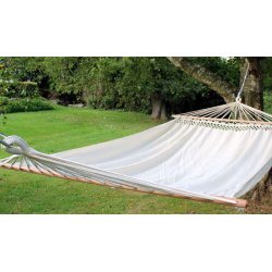 SUPER 180 Udstrakt Naturhvid Hngekje med 180 cm brede tr tvrpinde. Vts001