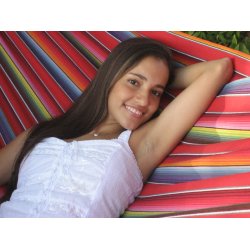 Dobbelt hngekje i farverigt bomuldsstof