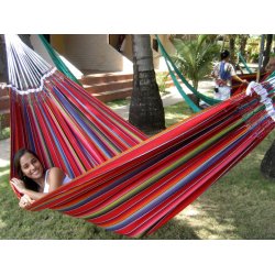 Dobbelt hngekje i farverigt bomuldsstof