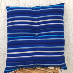 Bl stribet kvalitets pude i bomuld med acryl fyld