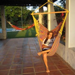 Hngekjestol i fine striber - bomuld og textil stof