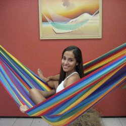 Farverig stribet hngekje i 100% ny bomulds stof 