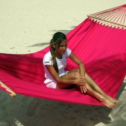 PINK stof hngekje med brede rundstokke