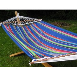 Mexico bl stribet hngekje med 140 cm rundstokke