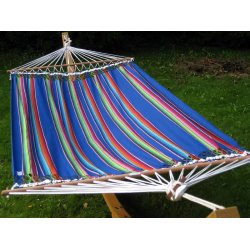 Mexico bl stribet hngekje med 140 cm rundstokke