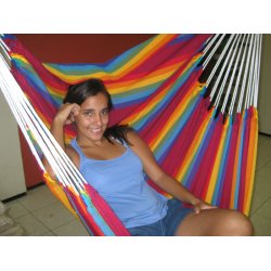 Farverig hngekjestol i 100% bomuldsstof