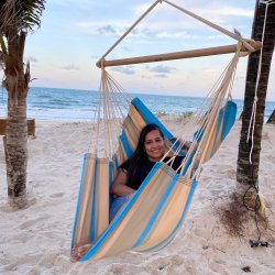 Dunas T PRO Outdoor Hngekjestol i turkis og sandgrn og beige