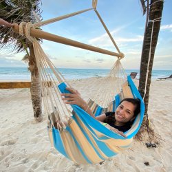 Dunas T PRO Outdoor Hngekjestol i turkis og sandgrn og beige