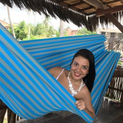 Formosa Hngekje med striber i turkis og grgrn