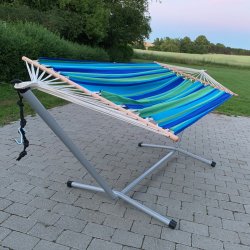 Completto stativ og aqua azur stribet hngekje