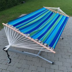 Completto stativ og aqua azur stribet hngekje