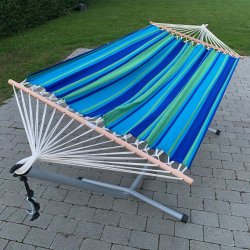 Completto stativ og aqua azur stribet hngekje