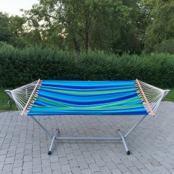 Completto stativ og aqua azur stribet hngekje