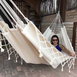 Naturhvid single hngekje med casuel border