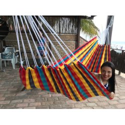 Lille hngekje - 1 person i farverigt ternet stof