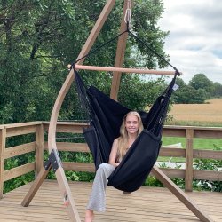 Sort hngekjestol i kvalitets stof af 100% ny bomuld