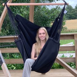 Sort hngekjestol i kvalitets stof af 100% ny bomuld