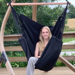 Sort hngekjestol i kvalitets stof af 100% ny bomuld