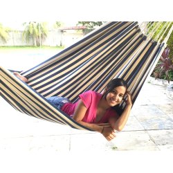 Formosa Hngekje med striber i royalbl og naturhvid