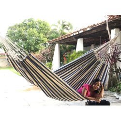 Formosa Hngekje med striber i royalbl og naturhvid