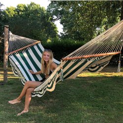 DecoPark Deluxe hngekje - Nr.26 naturhvid og grn i striber