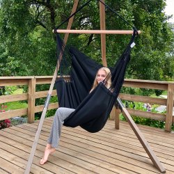 Sort hngekjestol i kvalitets stof af 100% ny bomuld