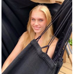 Sort hngekjestol i kvalitets stof af 100% ny bomuld