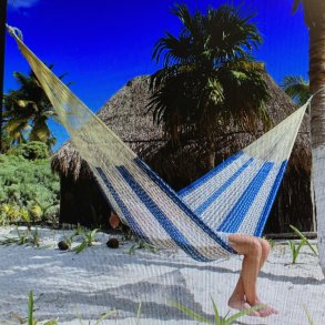 Mexicansk hngekje i Net Str. nr.6 XXL NATURHVID og BL - God til at sove i og afslapning