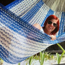 Mexicansk hngekje i Net Str. nr.6 XXL NATURHVID og BL - God til at sove i og afslapning