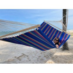 Mexico bl stribet hngekje med 140 cm rundstokke