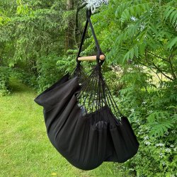 Sort hngekjestol i kvalitets stof af 100% ny bomuld