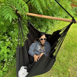 Sort hngekjestol i kvalitets stof af 100% ny bomuld