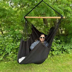 Sort hngekjestol i kvalitets stof af 100% ny bomuld