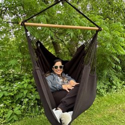 Sort hngekjestol i kvalitets stof af 100% ny bomuld