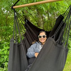 Sort hngekjestol i kvalitets stof af 100% ny bomuld