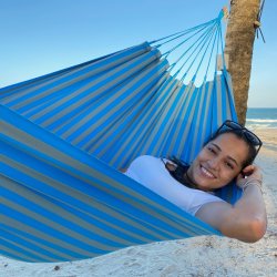 Maravilha PRO Hngekje i turkis og sandgrnne striber